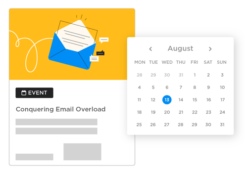 Event thumbnail with event details below and a calendar with a selected day for the training event. 