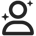 User profile icon with two sparkles around it.